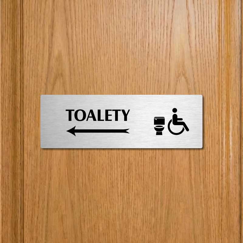 Toalety vlevo invalida, 200x66mm, zlatá popiska 